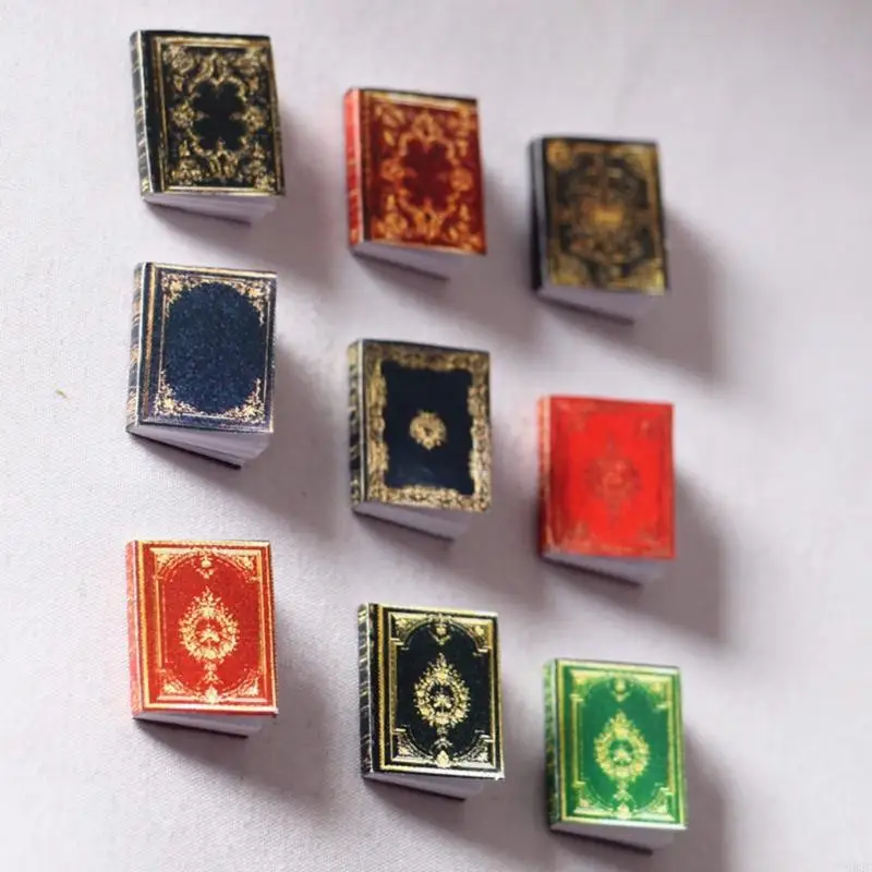G92C 3 Pieces 1:12 Scale Miniatures Dollhouse European Classical Mini Books Notebook Pretend for Play Furniture Decoration