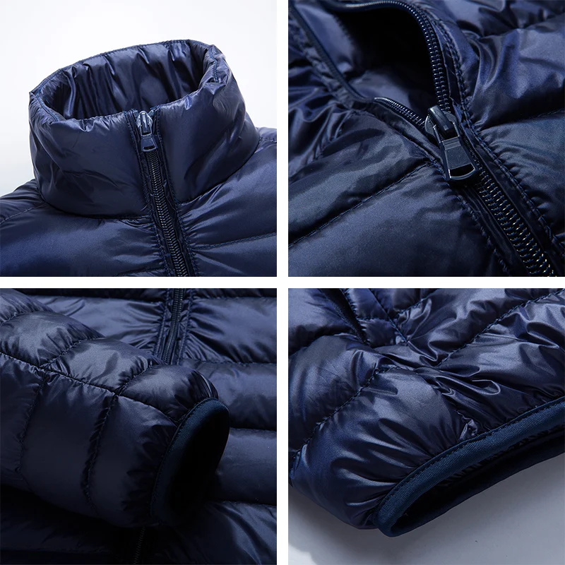 2021 Winter Fashion Brand Ultra Light Duck Down Jacket Mens Korean Streetwear Feather Coats Stand Collar Warm Men Clothes