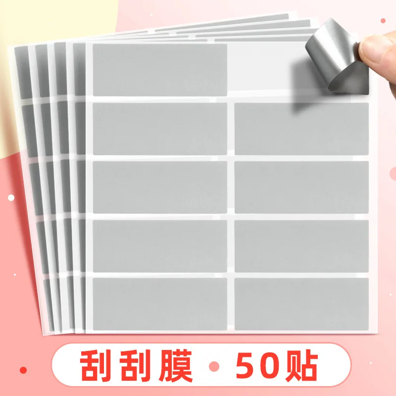 5 Sheet  Scratch Card Stickers Toy Scratch Tool Labels Surprise Self-adhesive Note Paper Rectangular DIY Gift Decorations