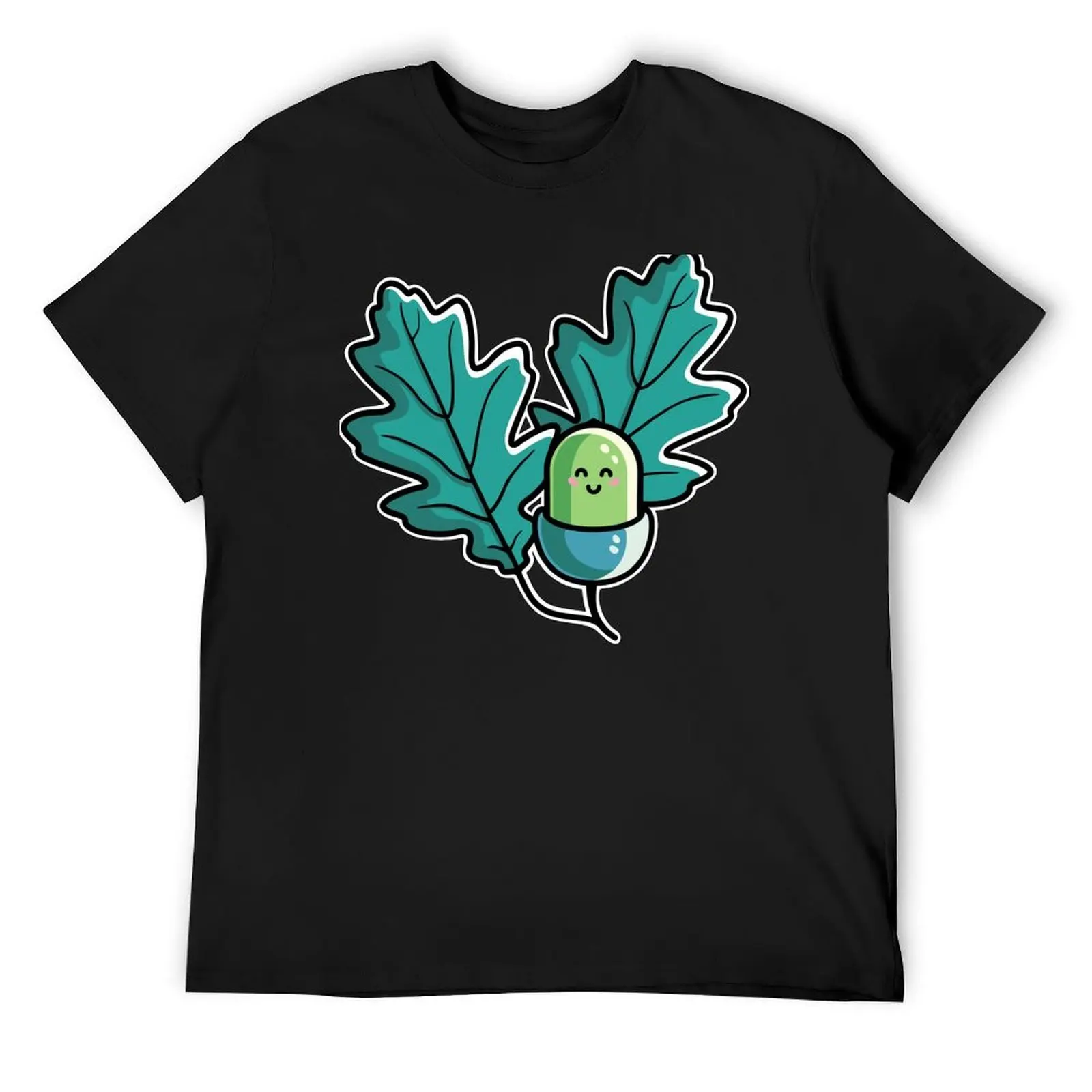 Kawaii Cute Acorn with Oak Leaves T-Shirt baggy shirts luxury clothing labubu cute tops sublime luxury clothes men