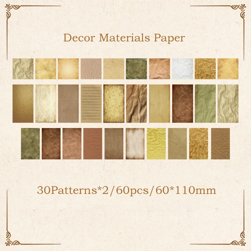 Journamm 60pcs/pack Aesthetics Materials Paper Creative Stationery DIY Scrapbooking Decor Journaling Floral Background Paper