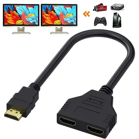 1080P HDMI-compatible Splitter Cable 1 In 2 Out Male To Dual Female Adapter For Laptop TV Monitor PC DVD Projector Adapter Cord