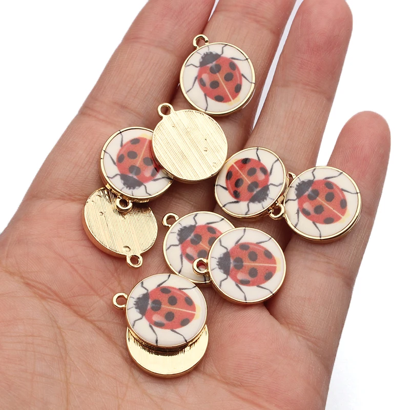 10Pcs Enamel Cute Ladybug Insect Charms Alloy Red Beetle Charms for DIY Earrings Necklaces Bracelets Jewelry Making Accessories