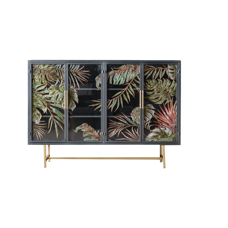 

American-style entrance wrought iron tea cabinet, living room retro dining side shop window display d