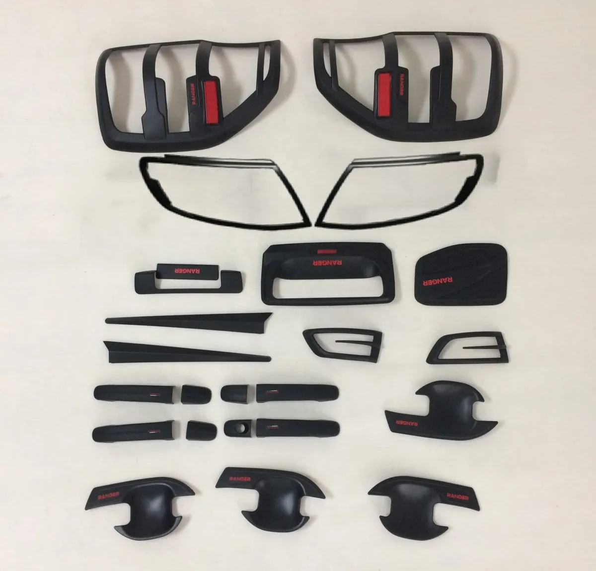 ABS Black Color With Red Letters Car Body Decoration Car Lights Cover Fit For Ford Ranger T6 Ranger T7