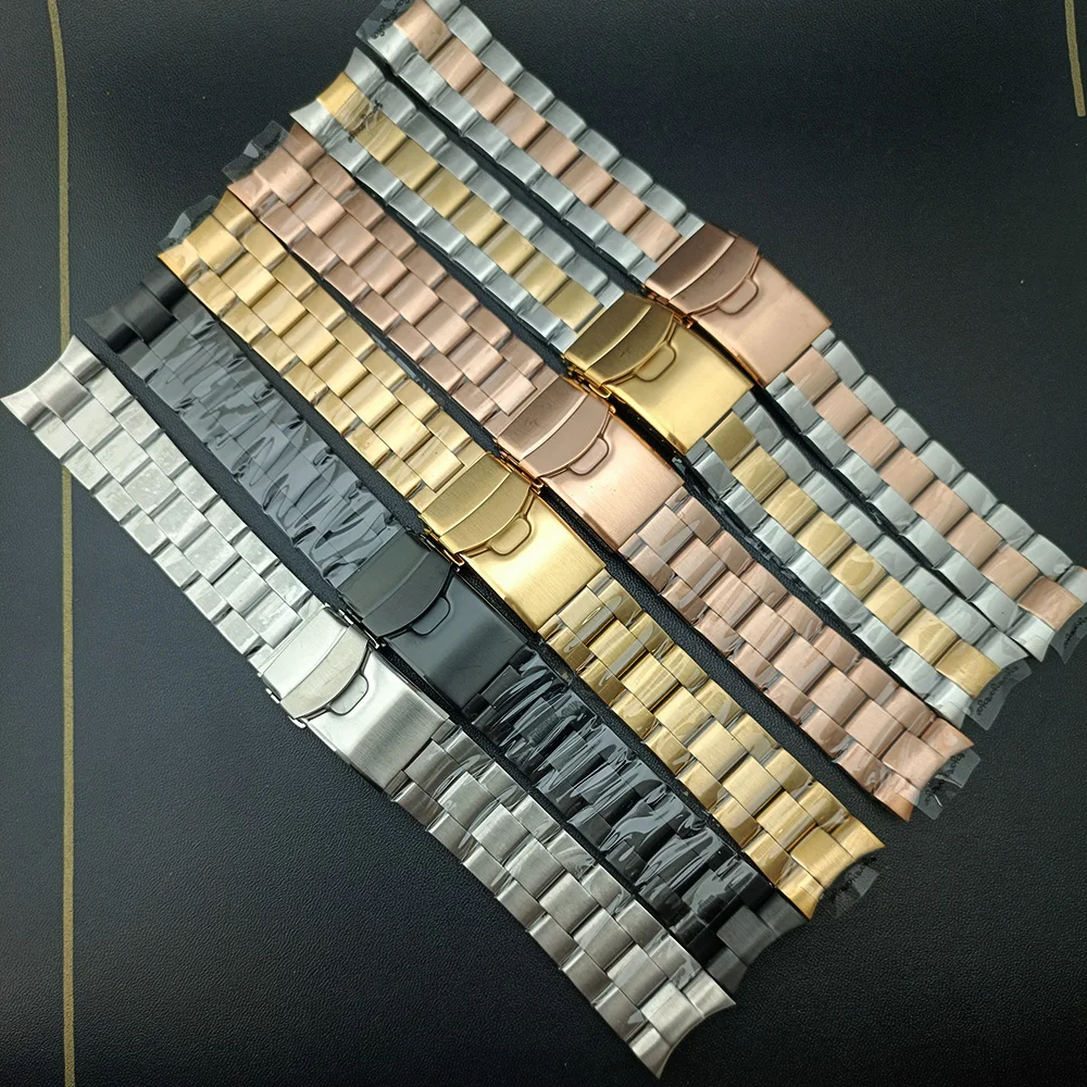 22mm wide five bead/three bead stainless steel strap accessories folding buckle strap suitable for NH35 movement watches