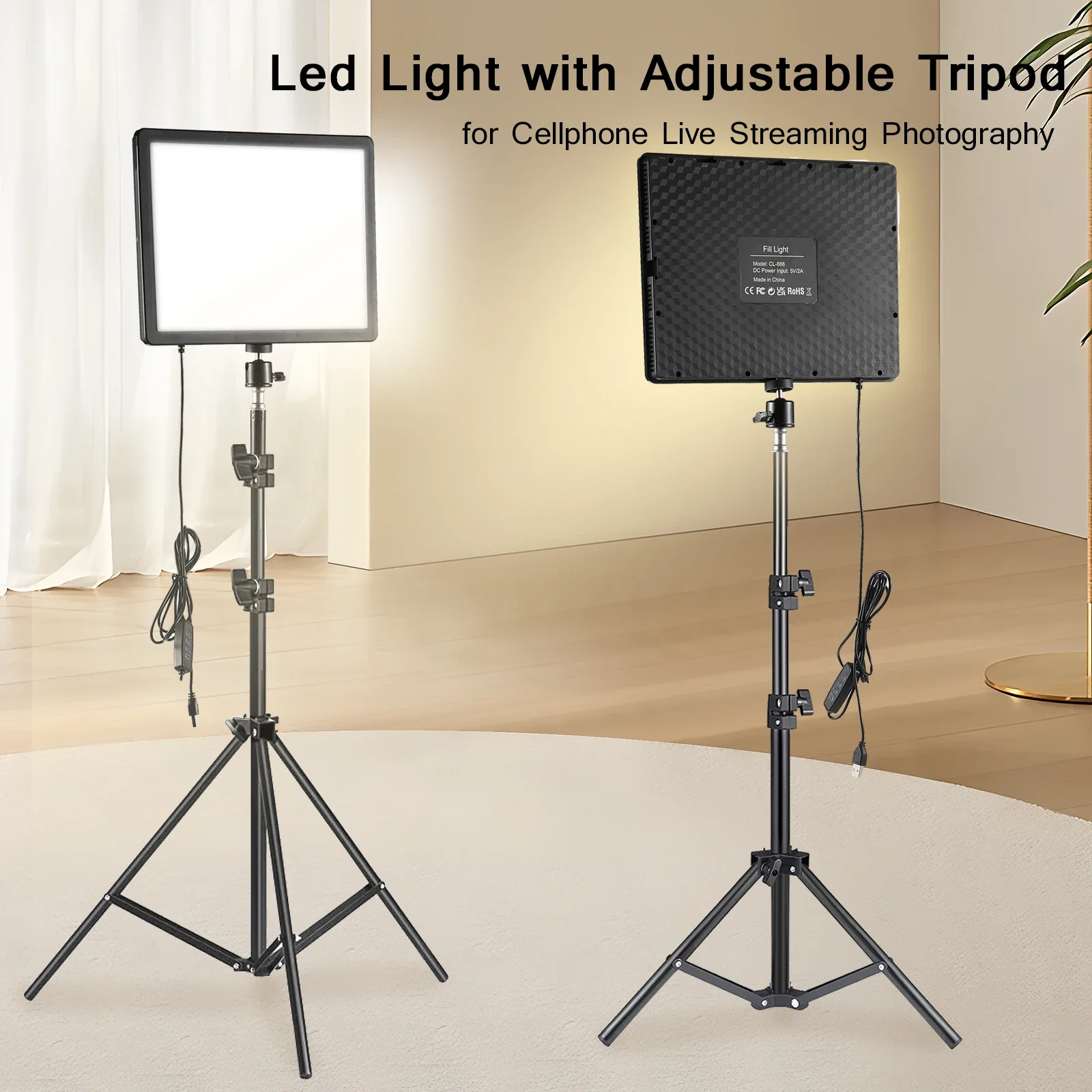 LED Video Lights Conference Photography Lighting Selfie Light Photo Studio Lamp With Tripod for Shoot Live Streaming TikTok Zoom