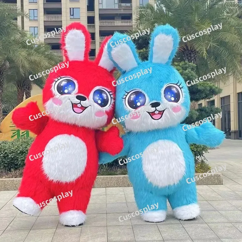 Inflatable Rabbit Hare Costume Full Body Adult Walking Bunny Mascot Suit for Easter Entertainments   Bunny  Dress Up no battery