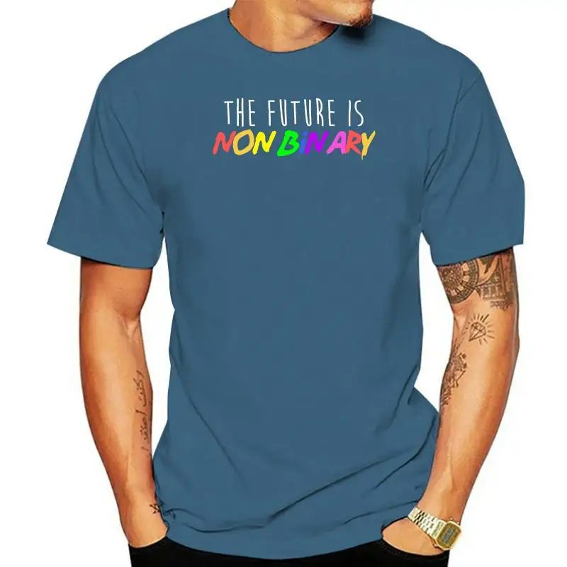 Men Future is Nonbinary LGBTQ TShirt Transgender Fluid Pride t shirt printed Short Sleeve S-3xl Family Fit Casual summer shirt