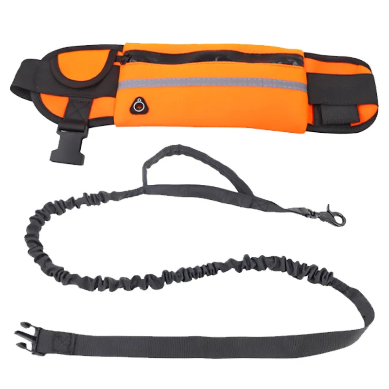 Dog Traction Rope Free hands Dog Leash with Waist Bag Pull dog Running Retractable ElasticBelt Reflective Harnesses Dog supplies