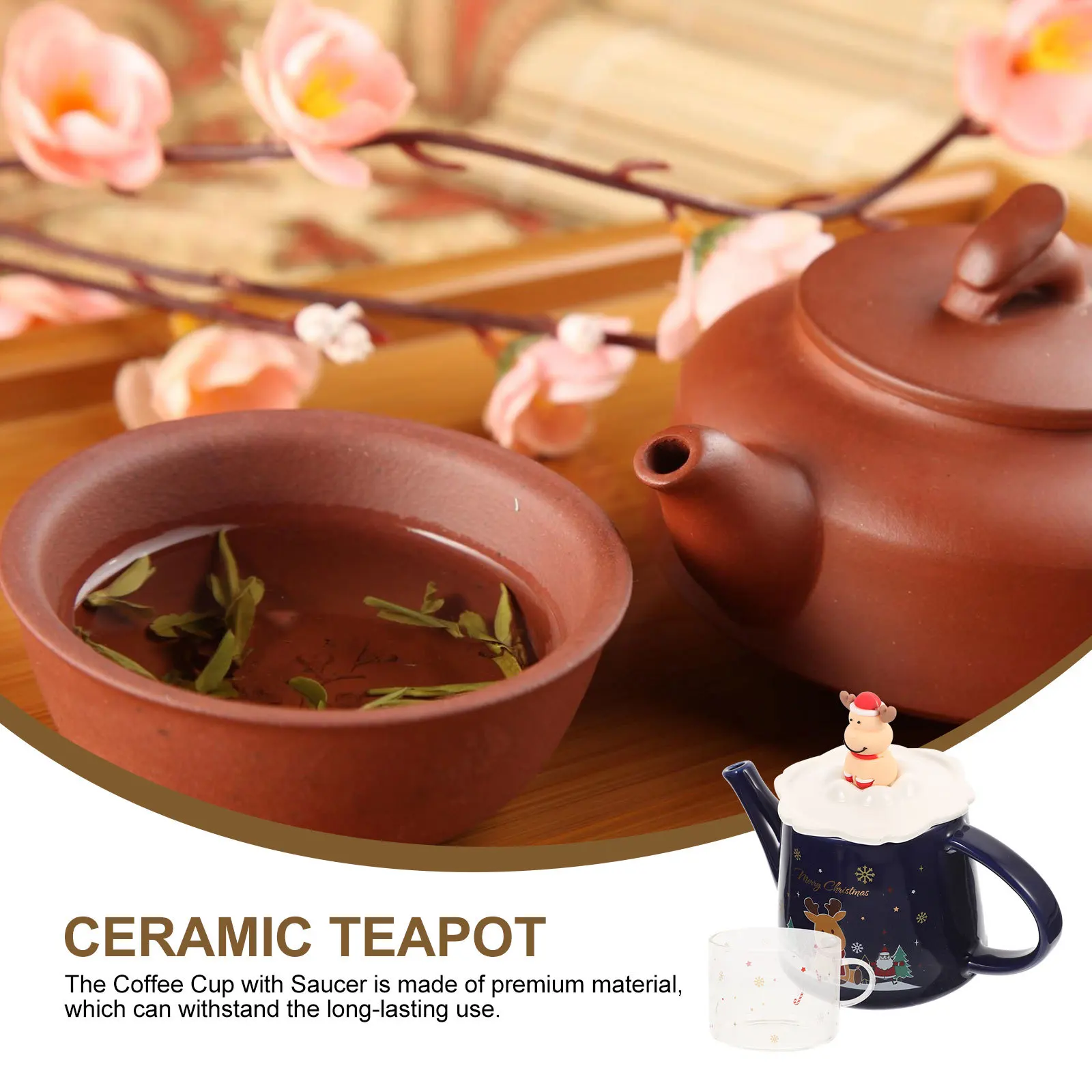 

1Set Christmas Tea Pot Ceramic Portable Ceramic Teaware Set Vintage Style Tea Drinking Supply Christmas Teaware