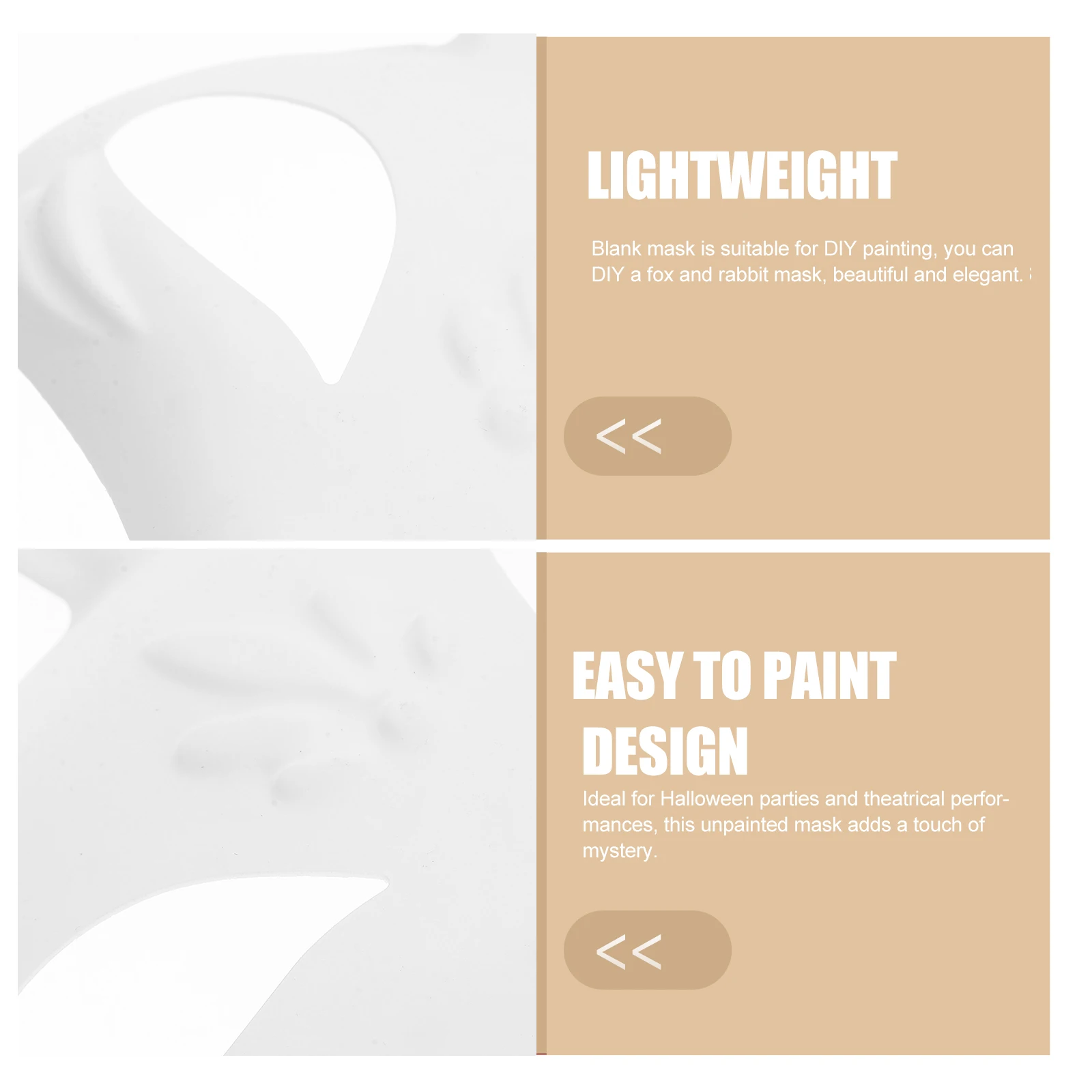 4 قطع قناع أبيض دهان داي بولي كلوريد الفينيل أرنب الثعلب غير مصبوغ حفلة تنكرية زي حفلة الدعائم إكسسوارات الهالوين للنساء