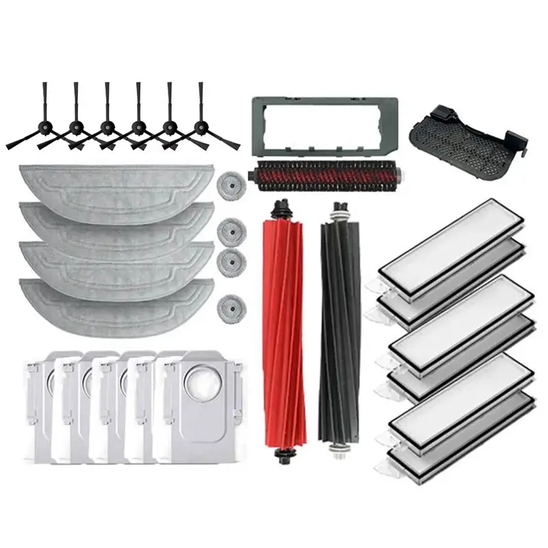 

Запасные части для робота-пылесоса Roborock S8 Maxv Ultra: основные и боковые щетки, салфетки для влажной уборки, HEPA-фильтры, мешки для сбора пыли, аксессуары.