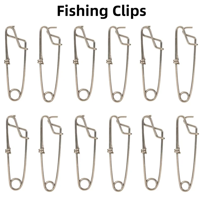 Stainless Steel Fishing Pin Longline Branch Hanger Snap Swivel Float Clip Live Bait Trap Lock Clip Fishhook Lure Swivels Tackle