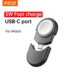 PZOZ USB C타입 휴대용 무선 충전기, 애플 워치 울트라 10, 9, 8, 7, SE 2, 마그네틱 충전, 아이워치 시리즈 독 스테이션