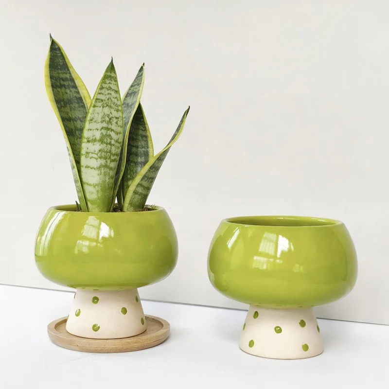 Stylish Minimalist Ceramic Flower Pot for Spider Snake Succulent Plants Desktop Home Decor Planter with Drainage