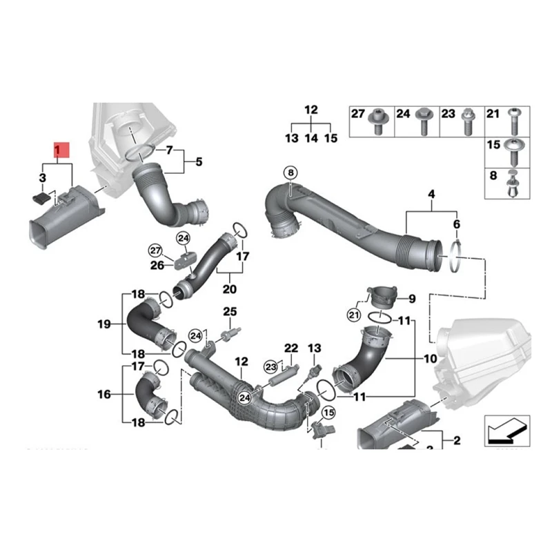 Engine Compartment Right Side Intake Air Duct 13718095802 For BMW M3 M4 G80 G82 G83 2021 2022 2023 Car Intake Tube