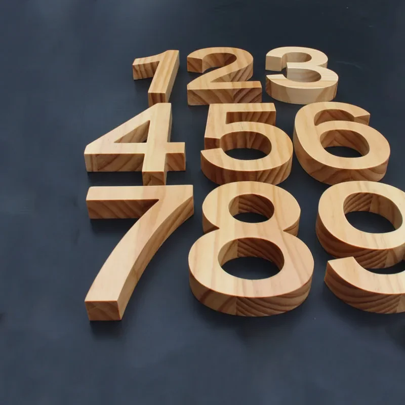 

100mm Decorative Wooden House Number Garden Address Street Digital Sign Plate Door Plaque Numbers For Home Apartment Mailbox 0-9