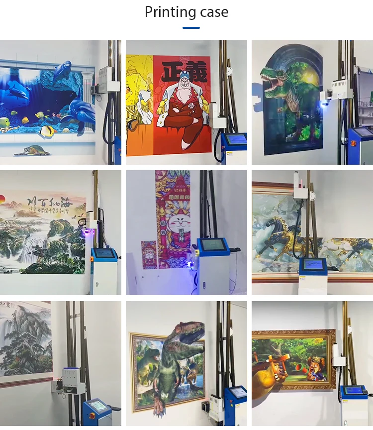 TH-UP1600 High Definition Water Based Ink 3D Vertical Wall Inkjet Printer 12m Ground Rail Wall Painting Machine