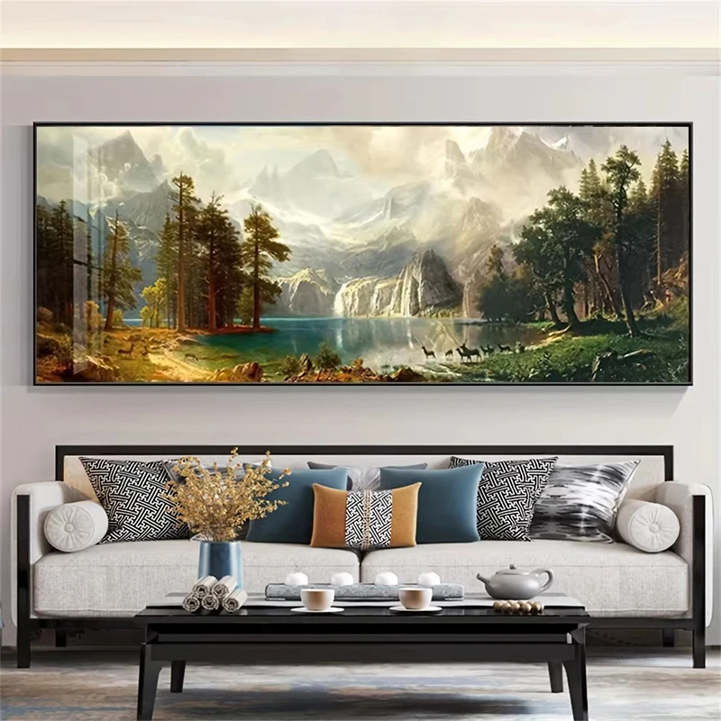Large Snowy Mountains Lakes Forest Canvas Poster and Prints Modern Landscape Art Picture Prints Wall Art Home Decor Paintings