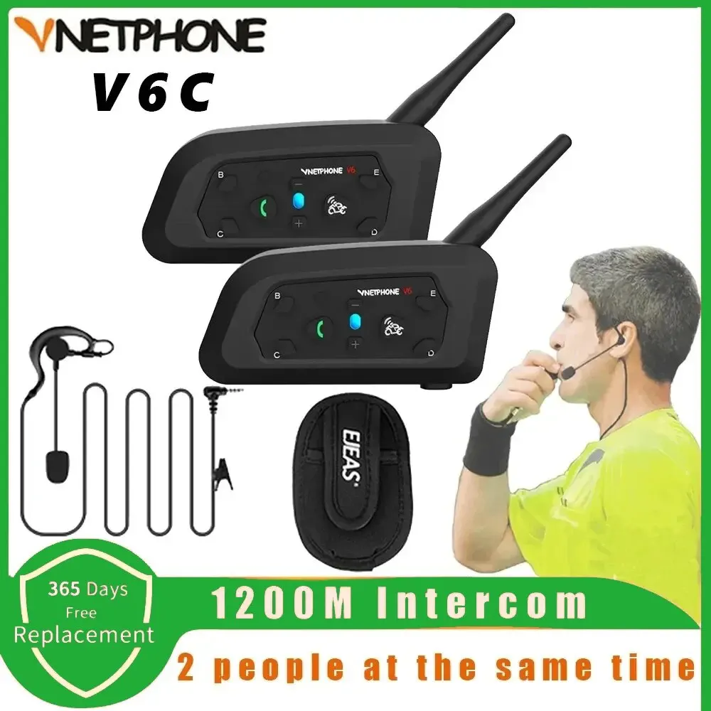 Vnetphone V6C мотоциклетный домофон, шлем, гарнитура, полный дуплекс, 1200 м, проводное соединение, Bluetooth, футбольный арбитр