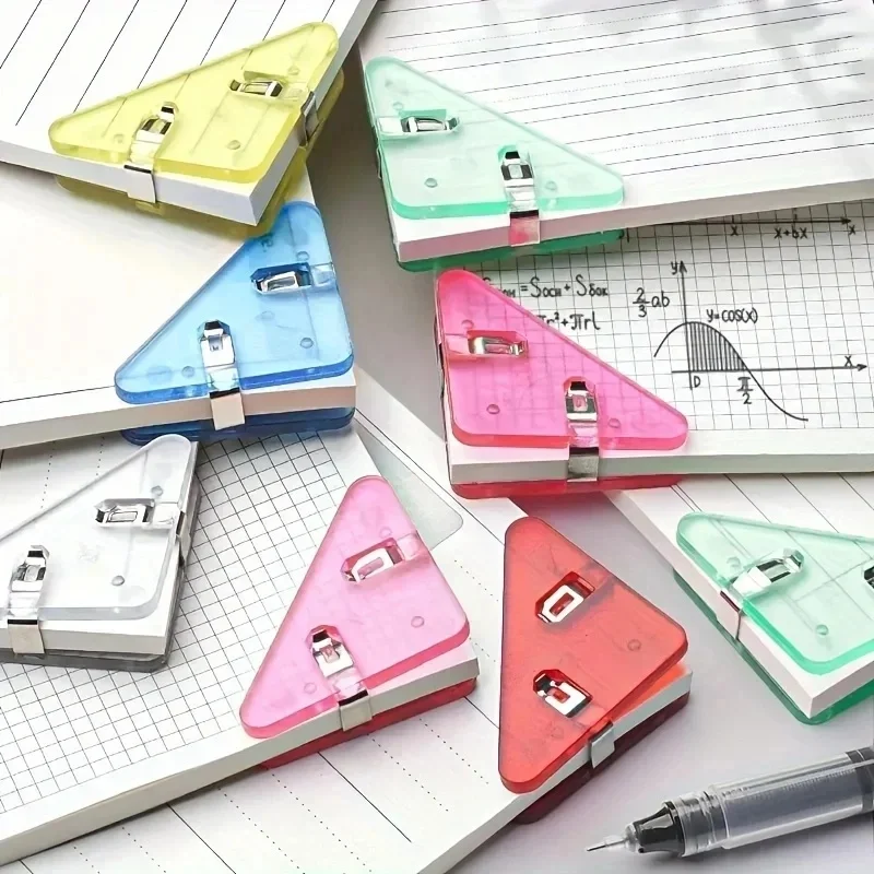 10/20pcs Triangle Corner Clips Set Transparent Colorful Page Holder Paper Clip File Index Clamp Office School Desk Organizer