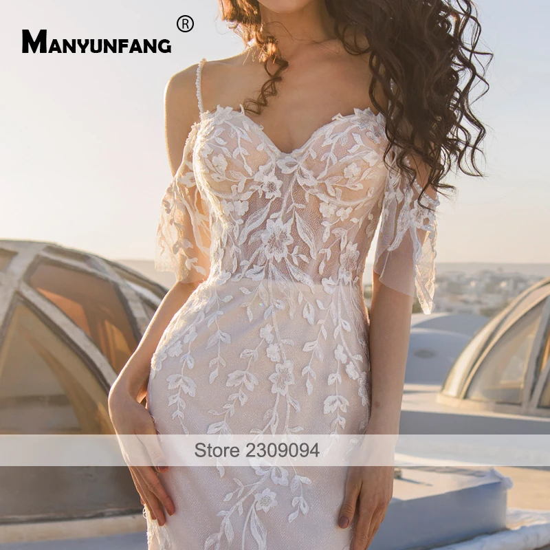 Robe de mariée élégante 2 en 1 pour femme, robe de mariée simple, bretelles spaghetti, adaptée à la plage, nouveau, 2023