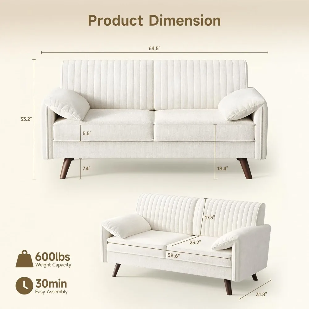 أريكة بمقعدين من الشنيل ذات مقعد عميق للجلوس المريح في غرفة المعيشة