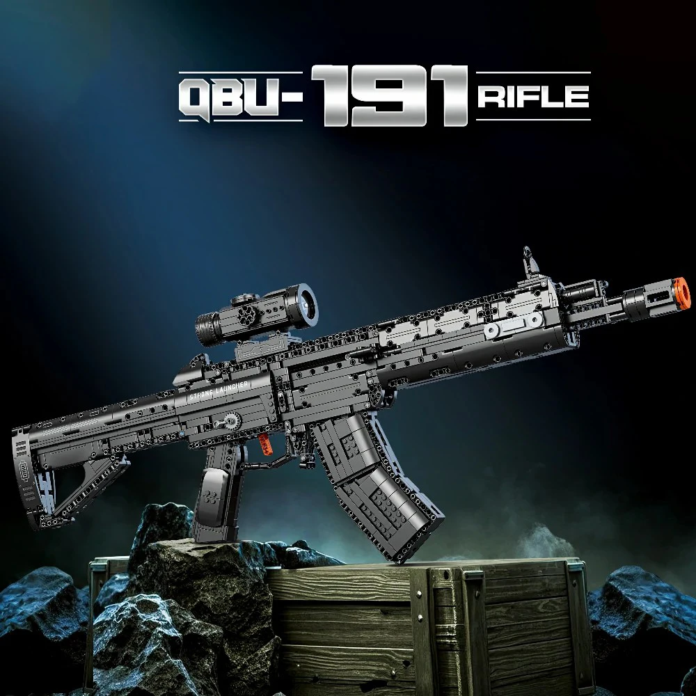 QBU-191 Rifle de bloques de construcción armas militares modelo de pistola de simulación ladrillos juguetes educativos para niños regalos de vacaciones (1593 piezas)