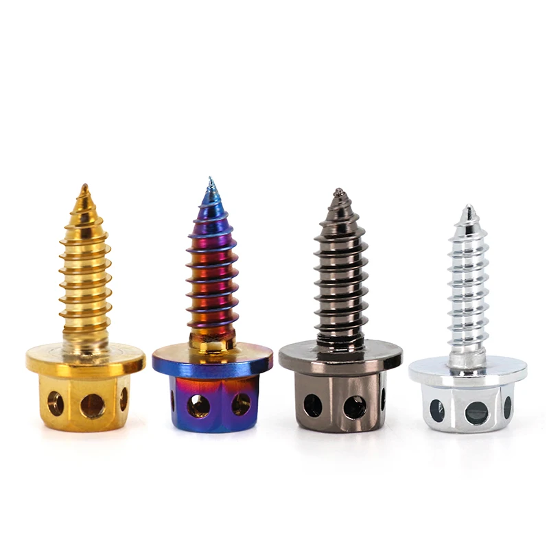 M4 M5 Hexagon Hex Flange Self Tapping Screws 304 Stainless Steel Titanium Blue for Motorcycle Modification/ Vehicle Decoration