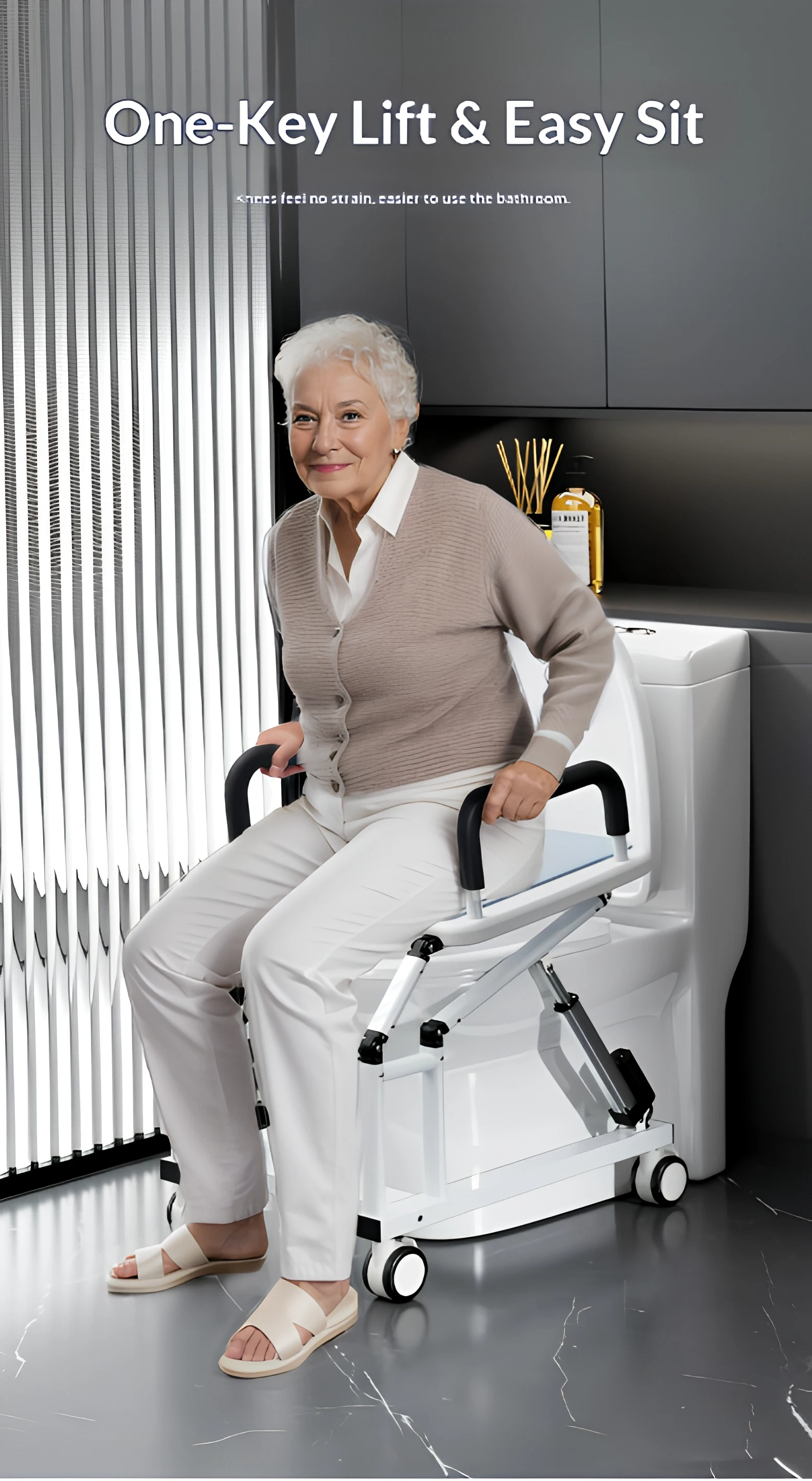 Electric Elderly Patient Lift Chair 100kg Load Lightweight Bathroom Safety Mobility Transfer Assist Equipment