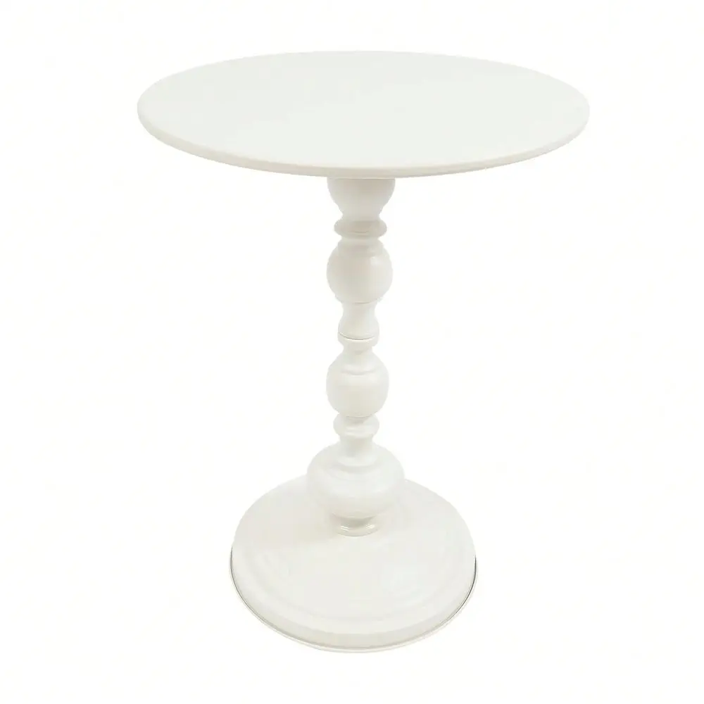 

Round Side Table, Modern Metal Pedestal Table Corner Accent Tables Fluted Circle Decorative Drink Martini TaBle For Living Room