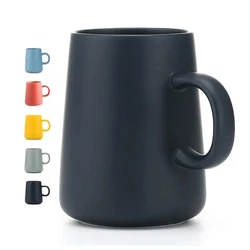 Ceramic Tea Cup Extra Large Mugs Coffee Cups Wide Ceramic Single color Frosted Big Coffee Mug Tea Cup With Spoon 450ML