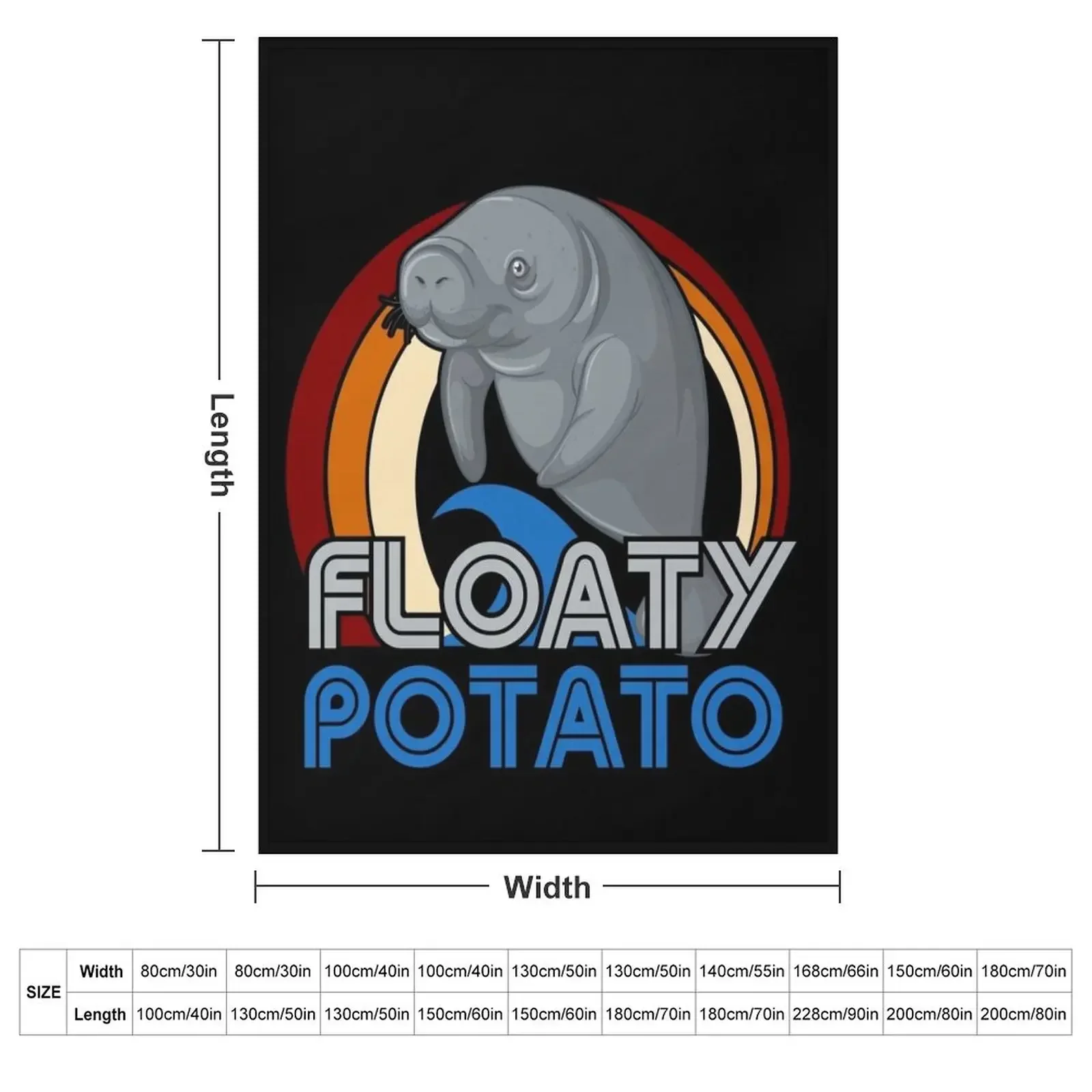 Floaty Potatoes Vintage Manatee Gift Throw Blanket couch cozy soft plush fuzzy picnic outdoor blanket