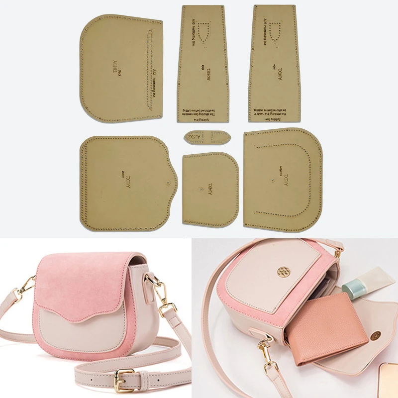 YOMDID 7PCS handgemachte Leder modische elegante Umhängetasche machen Kraftpapier Vorlage DIY Umhängetasche Nähen Vorlage