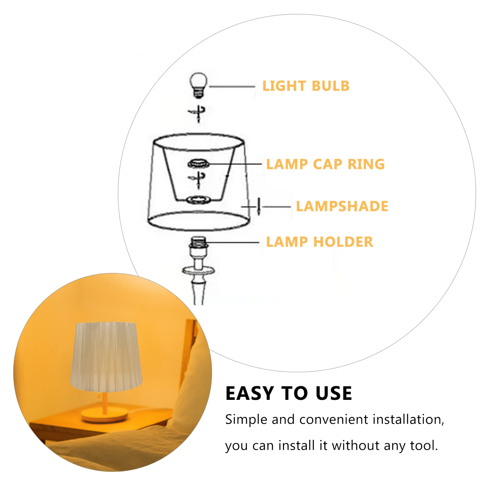 

Drum Lamp Shade Cover Household Chiffon E14 Base Replacement Dustproof Modern Tabletop Light Decorative Bedroom Study Hotel Use