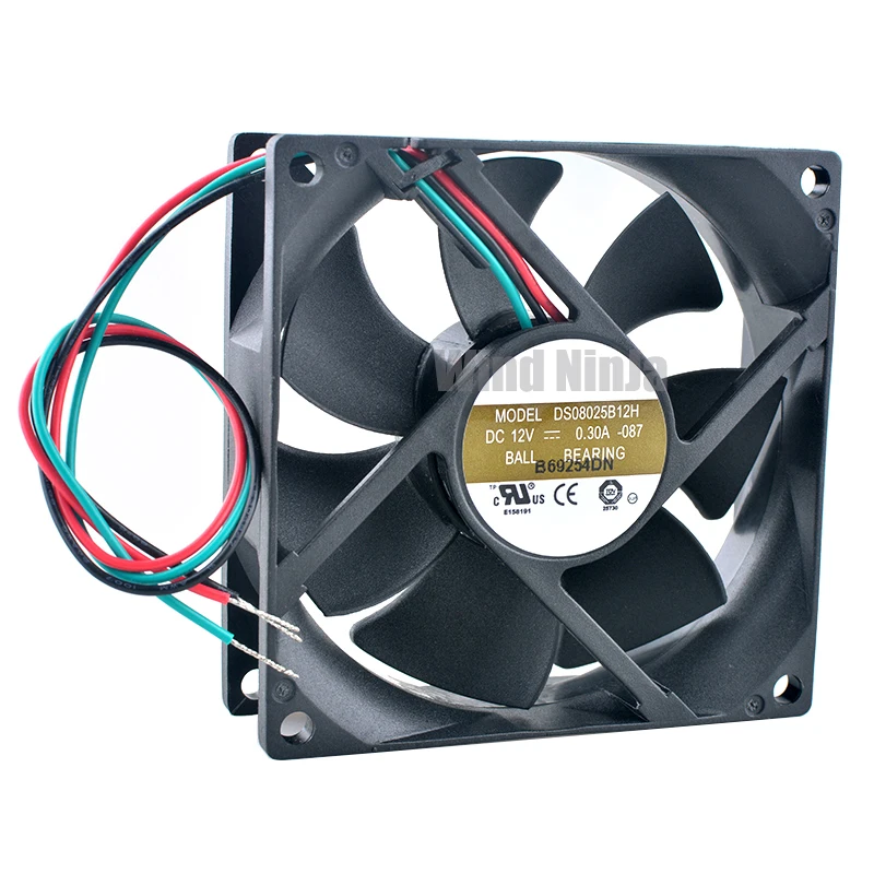 DS08025B12H 8cm 80mm fan 80x80x25mm DC12V 0.30A 3000rpm Dual ball bearing cooling fan for chassis CPU power supply