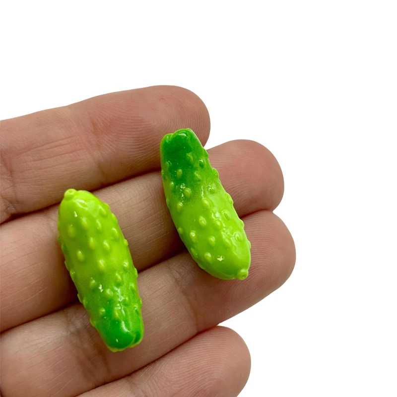 5/10pcs Mini Resin Green Cucumber Miniatures, Flat backed Cabochons for Craft Making, Micro Landscape DIY Decoration Accessory