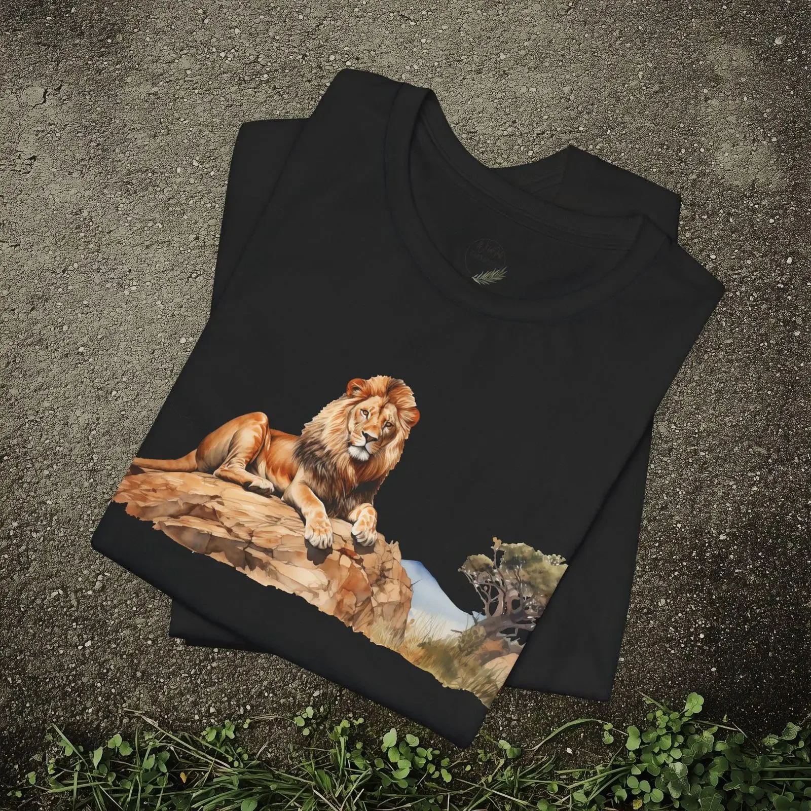 T-shirt Lion Roi de la Jungle Safari Animal Sauvage Force et Courage pour Amoureux Lui Elle Vintage Délavé Homme Streetwear Unisexe Décontracté