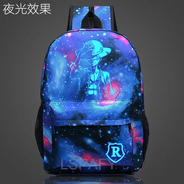 Monkey D Luffy One Piece Backpack Backpack travel School Luminous Book Bag teenagers Laptop Zipper bag Glow in the dark