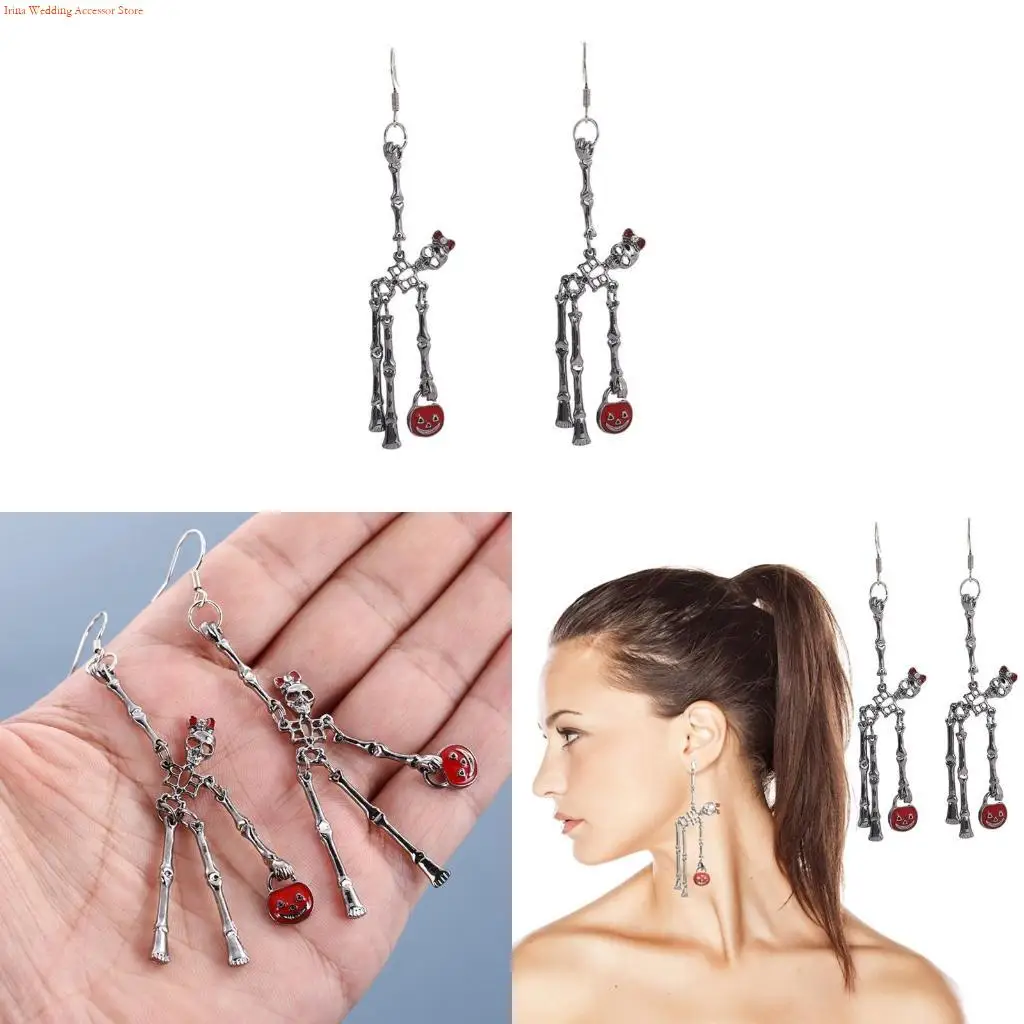 G92D Gothic Halloween Horror Skull Personality Hip for Pop Earrings for Women Girl Gi