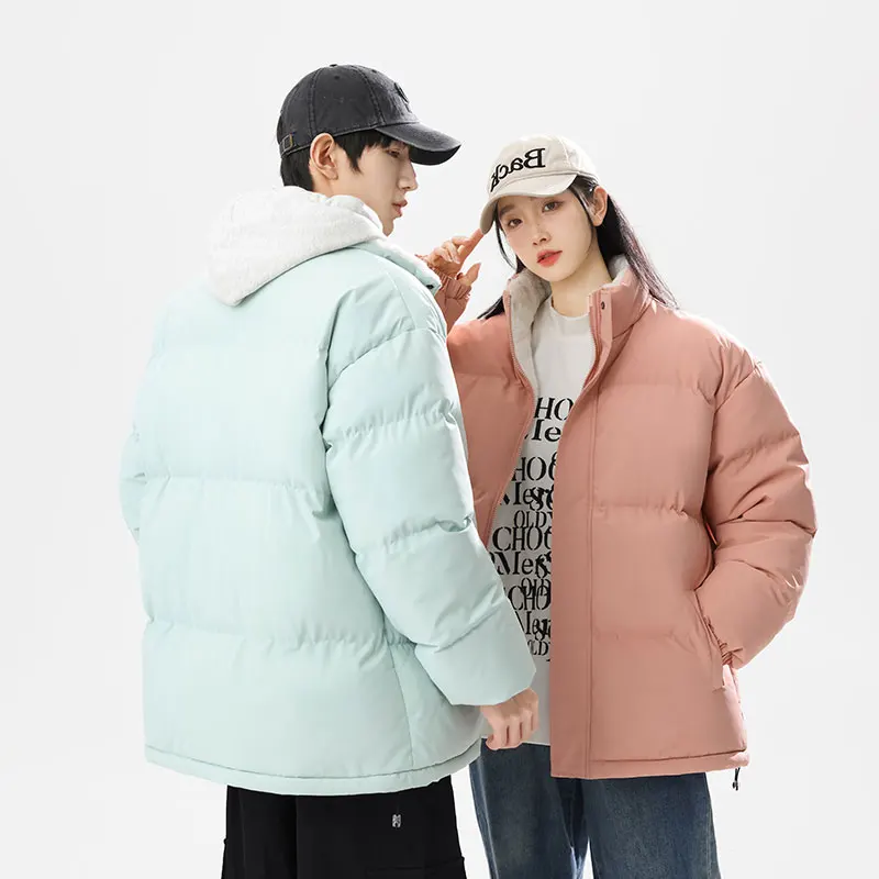 الشتاء سترة خارجية يندبروف الوقوف طوق دافئ بلون معطف في الهواء الطلق عارضة الرياضة الجري المشي لمسافات طويلة الشتاء الدافئة زوجين سترة