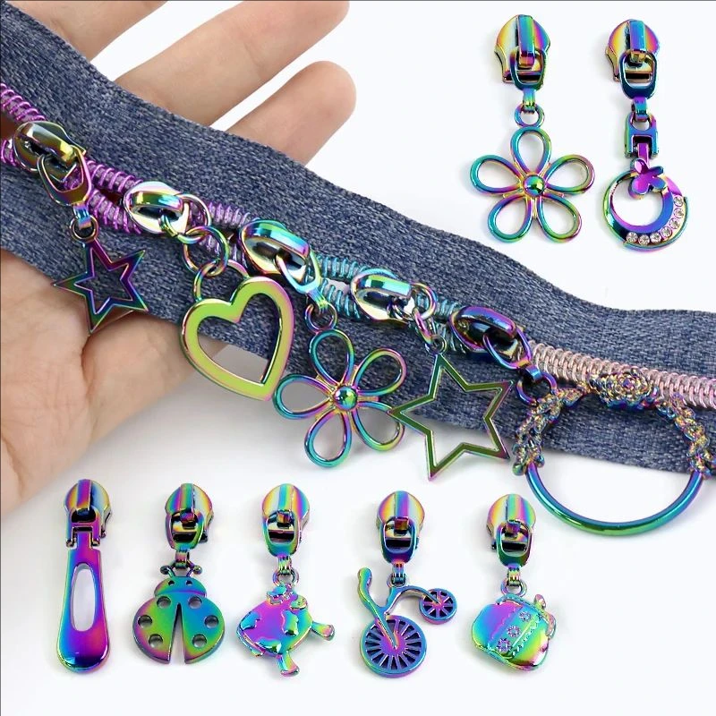 

5Pcs 5# Colored Zipper Sliders for Nylon Zippers Bag Pocket Closure Zips Head Sewing Zip Puller Replacement Kits DIY Accessories