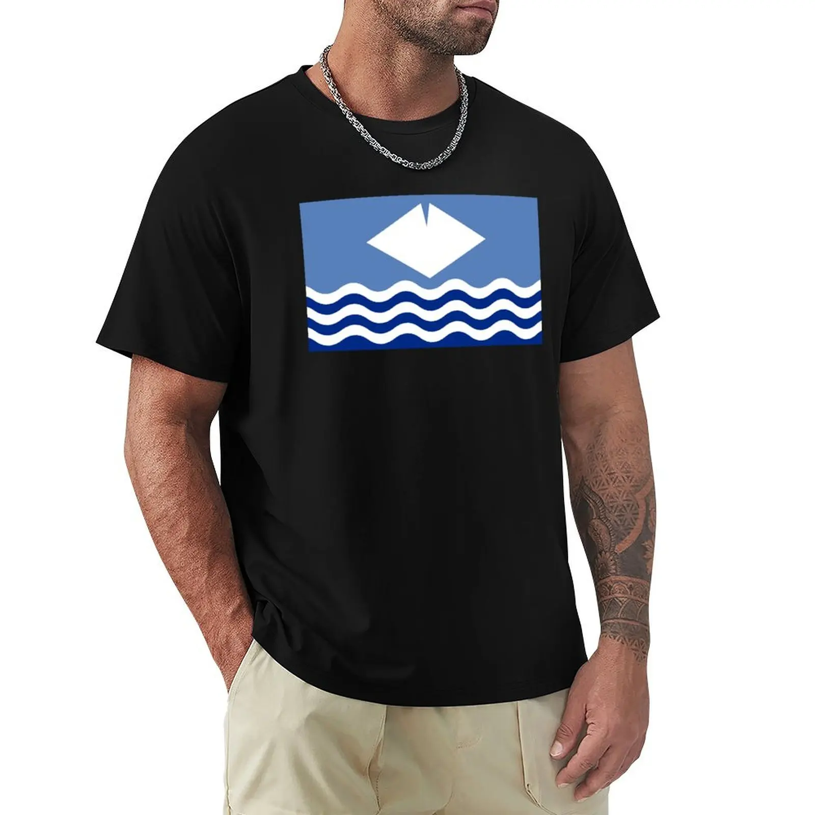 Camiseta com estampa gráfica da bandeira da Ilha de Wight, Reino Unido, camiseta de manga curta