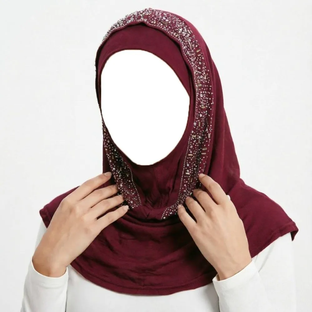 Gift Rhinestone Decor Instant Hijab Cap Soft Elastic Stretchable Pull on Hijab Easy Wear Breathable Head Wrap Hat Prayer Wear