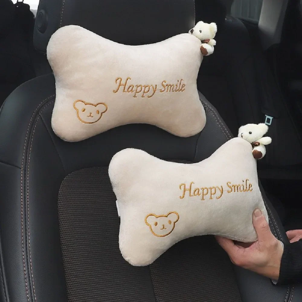 Cartoon Neck Headrest Flannel Neck Pillow  Auto Seat Head Support Neck Protector Automobiles Seat Rest Car Accessories