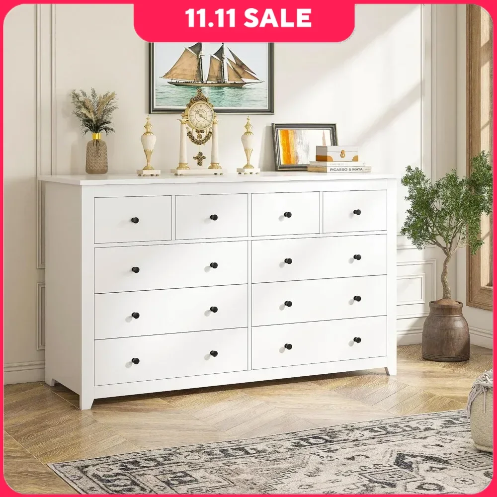 

Storage Cabinet with 10 Deep Drawers with Smooth Metal Rail, Large Dressers & Chests of Drawers Wide Dresse, Bedroom Dressser