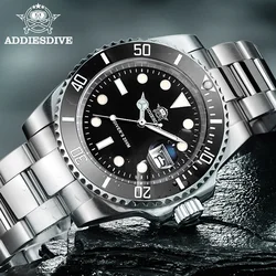 ADDIESDIVE Quartz Watch Classic Stainless Steel Ceramic Bezel Business Men's Watch BGW9 Luminous 200m Dive Relogios Masculino