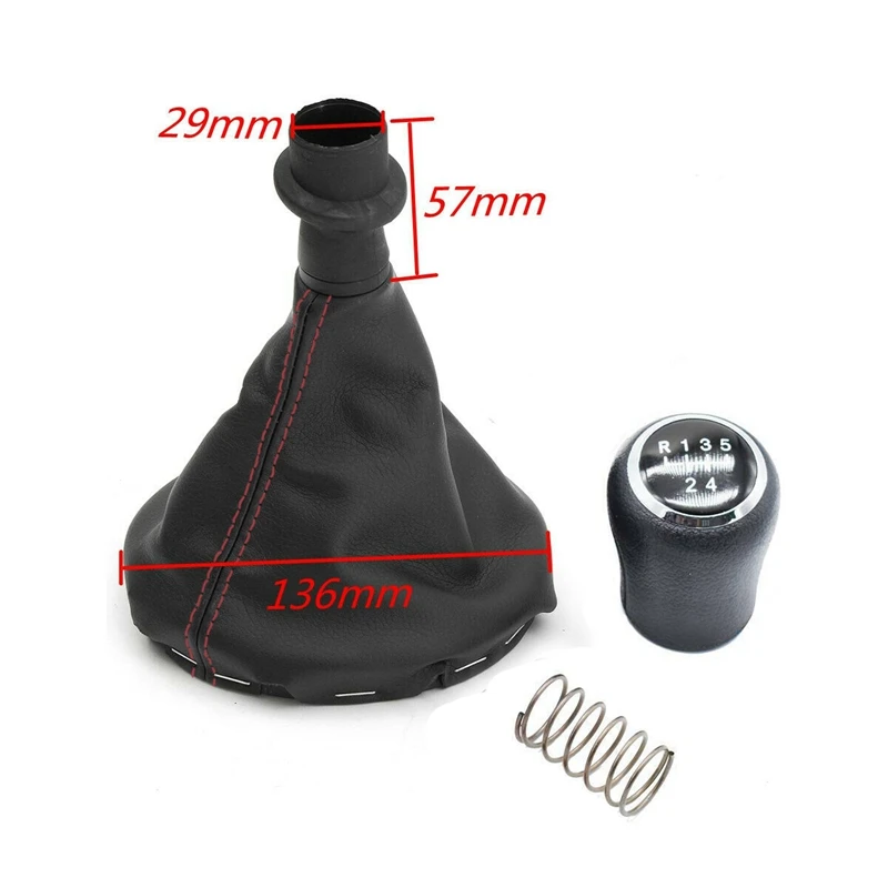 5 Speed Car Gear Shift Knob Gearstick Gaiter Boot Kit Leather Shift Handball For Transporter T5 / T6 2003- 2011