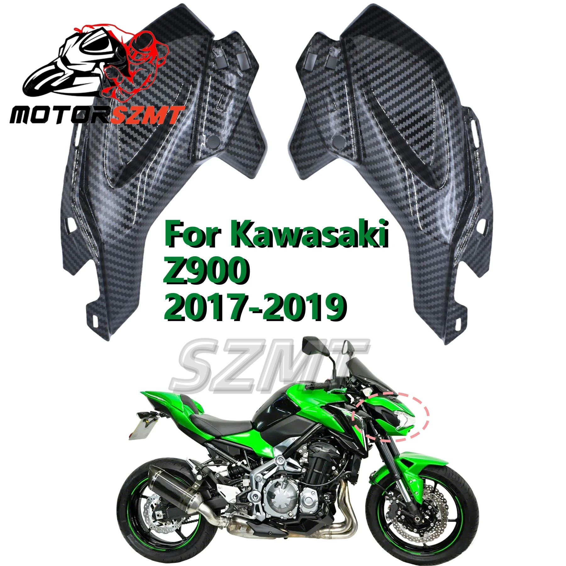 

Z900 Motorcycle Carbon Fiber Front Side Nose Cover Headlight Panel Fairing Injection Fit For Kawasaki Z 900 2017 2018 2019 ABS